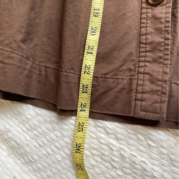 Trina Turk Brown Button-Up A-Line Midi Skirt Size 10 Cotton Blend Made In USA - Picture 5 of 8